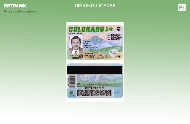 Модерен стил на САД за возачка дозвола Колорадо присутен шаблон